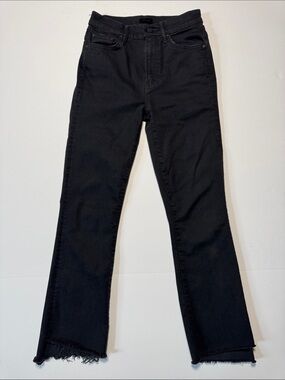 MOTHER Insider Crop Step Fray Not Guilty Black Straight-Leg High Rise Jeans 25
